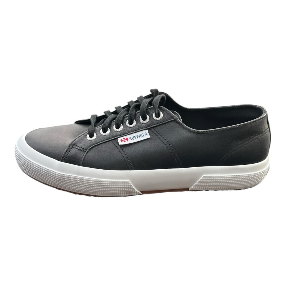 NWT Superga black leather 2750 Napa with white sole